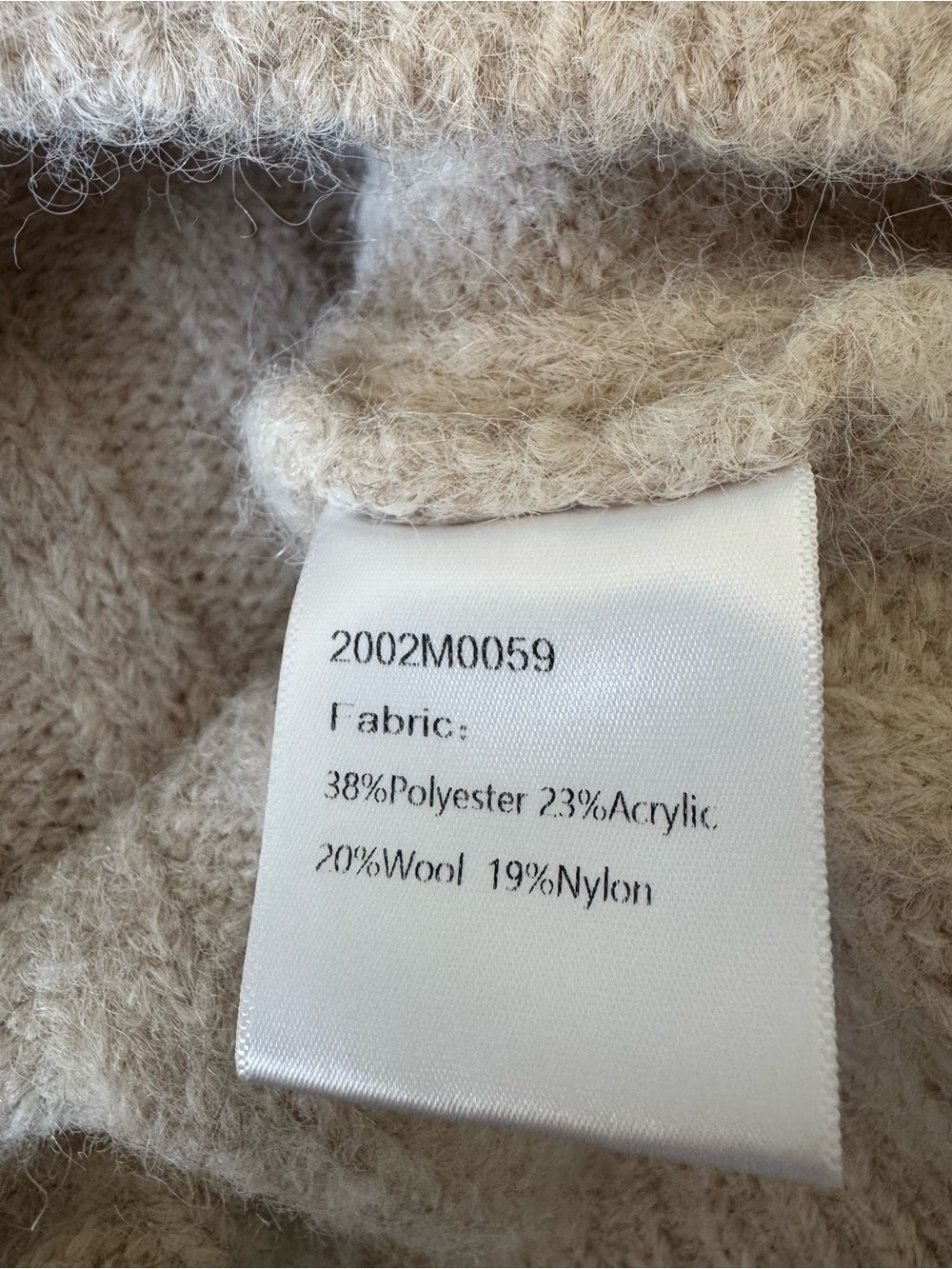 J. inc. Warm Ribbed Crewneck Sweater Cream Ribbed Fisherman Wool Blend - Picture 5 of 6